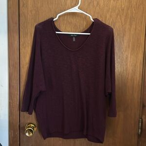 Soft, dark purple pullover sweater/blouse. 3/4 sleeves. Very comfy
